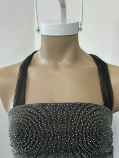Top de lycra brillosa con cuello de microtul en internet