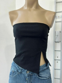 Top strapless de vengalina con hot fix