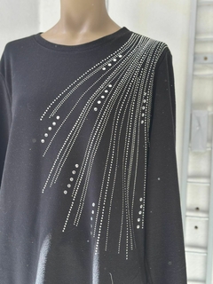 Remeron de lanilla negro con strass - comprar online