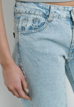 Wide leg rígido celeste con Stras - comprar online