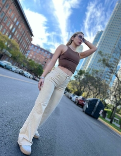 Jean Wide Leg elastizado beige - comprar online