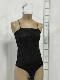 Body de lycra con strass negro