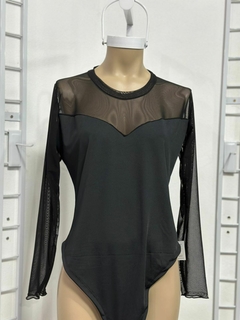 Body mangas largas con microtul