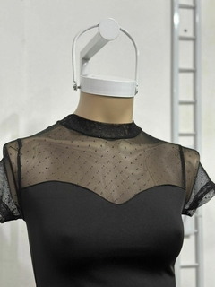 Body mangas cortas con microtul y hot fix - comprar online