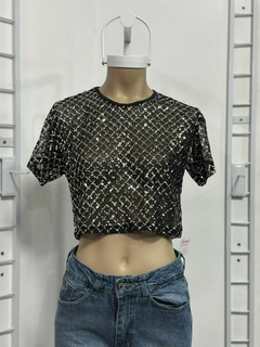 Top de microtul con lentejuelas
