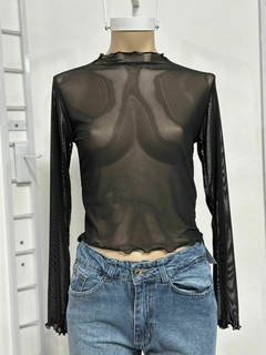 Top de microtul mangas largas