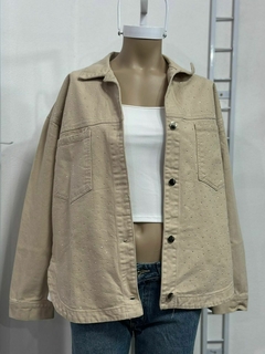 Camisaco beige con strass
