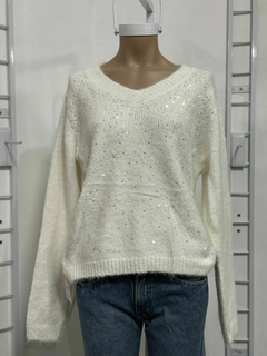 Sweater de lanilla con lentejuelas - Fuxia Indumentaria