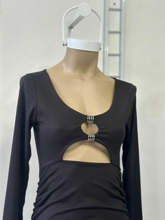 Vestido mangas largas con detalle en busto - comprar online