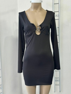 Vestido de lycra mangas largas con hebilla