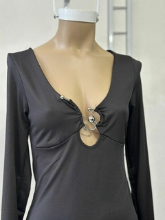 Vestido de lycra mangas largas con hebilla - comprar online