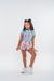 Conjunto Baby Look e Short Tactel Azul Happy