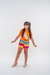 Conjunto Baby Look e Short Tactel Recado Laranja - Faz de Cor Moda Infantil