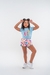 Conjunto Baby Look e Short Tactel Azul Happy - Faz de Cor Moda Infantil