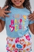 Conjunto Baby Look e Short Tactel Azul Happy na internet