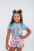 Conjunto Baby Look e Short Tactel Azul Happy - comprar online
