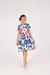 Vestido Branco Flores Azul e Vermelho - Faz de Cor Moda Infantil