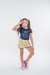 Conjunto Baby Look e Short Tactel Azul Marinho Estrelas