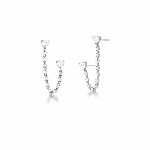 Brinco Ear Line Santorini Zircônia Banhado a Ródio