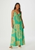 Vestido Longo Decote Profundo Estampado - Verde