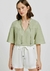 Blusa Feminina Manga 3/4 Texturizada - Verde