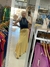 Saia Evasê Longa Em Linho Estruturado - Amarelo