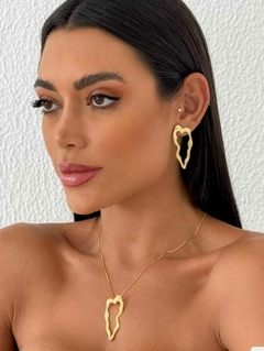 Conjunto brinco + colar Folheado a Ouro 18k
