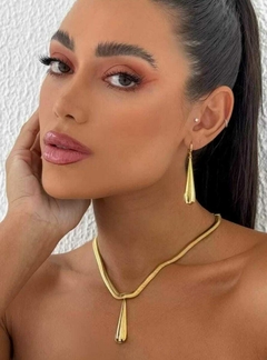 Conjunto brinco + colar Folheado a Ouro 18k