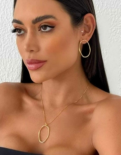 Conjunto brinco + colar Folheado a Ouro 18k