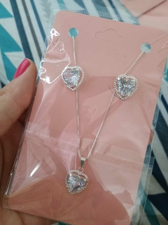 Conjunto Brinco + Colar com zircônias