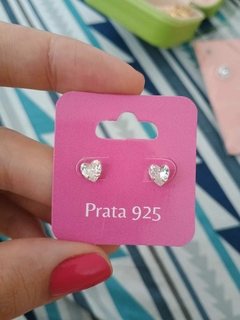 Brinco coração Prata 925 + zirconias