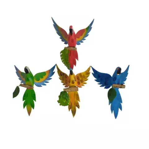 Enfeite kit 2 Arara com Asa Aberta de Pendurar Artesanato