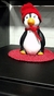 Imagem do Trio Família De Pinguim Com Touca Decoração E Enfeite Cerâmica