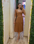 Vestido mídi marrom mangas ombreira - loja online