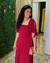 Vestido juvenil mangas abertas laço marsala - PETITE - loja online