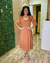 Vestido mídi marrom mangas ombreira - Petite - loja online