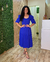 Vestido mídi azul royal mangas ombreira - Petite - loja online