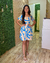 Vestido estampa geométrica azul e nude - comprar online