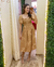 Vestido nude estampa bege e lastex - comprar online