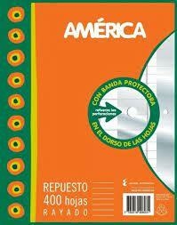 Repuesto 400 hojas rayadas AMERICA