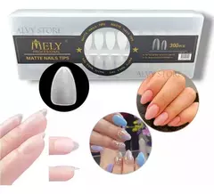 TIPS MATTE SOFT GEL MELY X 300 TIPS MODELO ALMOND CORTO OPACO