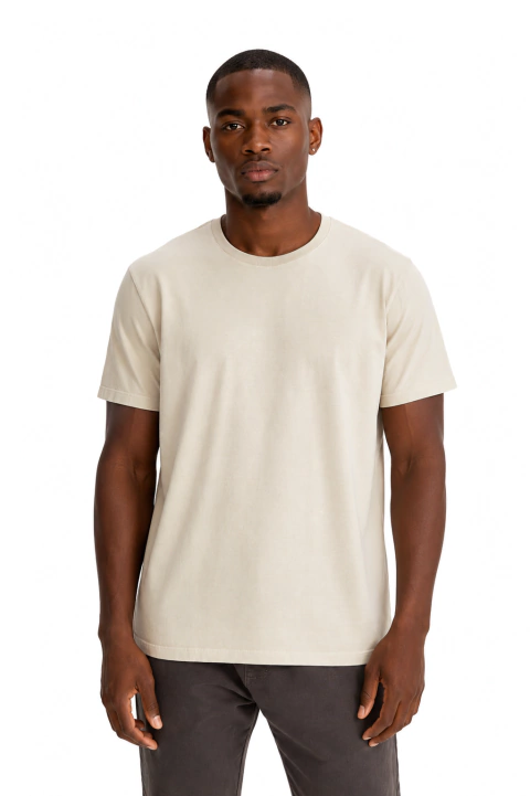Camiseta Estonada Lisa Premium Masculina - Areia