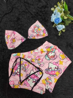 pijama short trio top y tanga