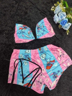 Imagen de pijama short trio top y tanga