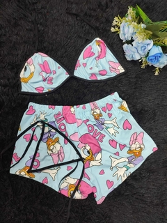 pijama short trio top y tanga en internet