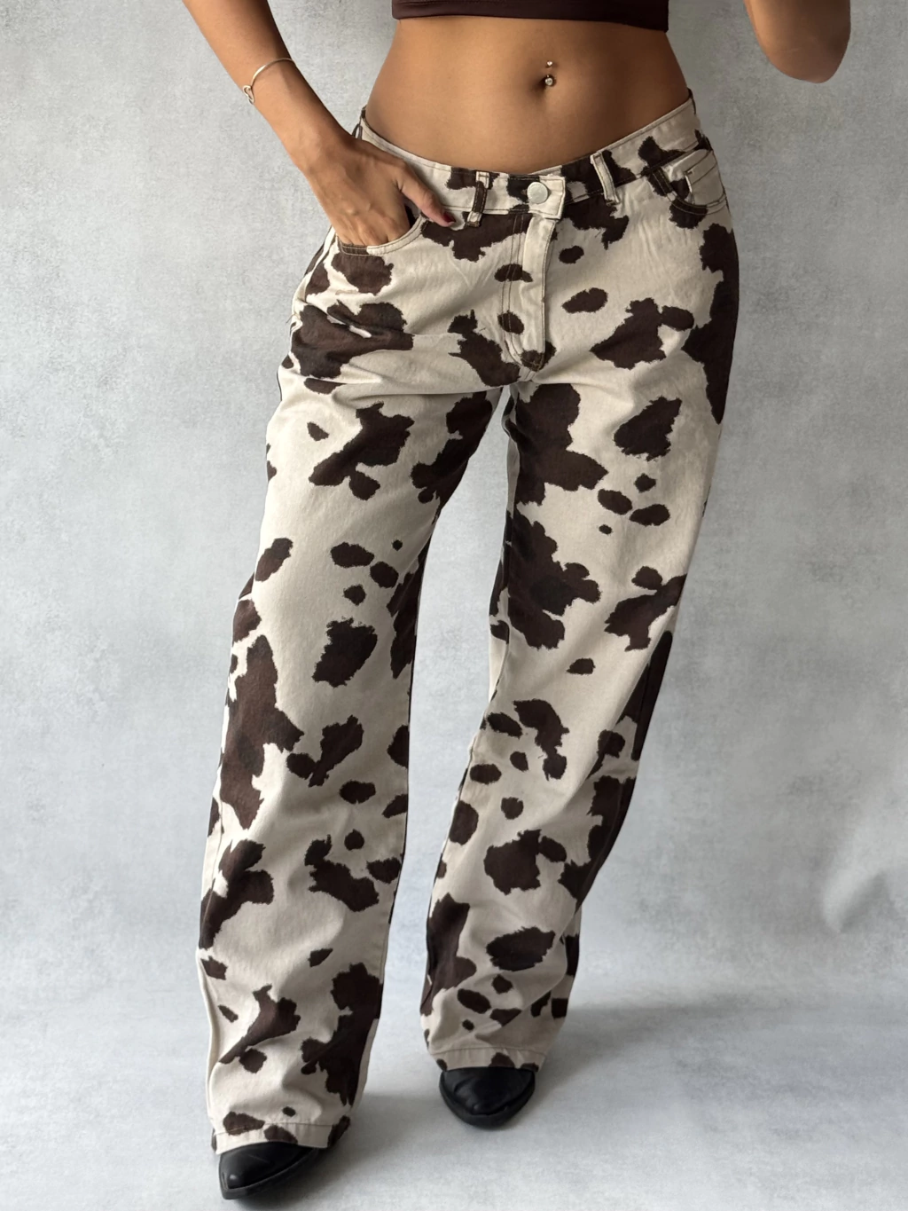 WIDE LEG BROWN COW