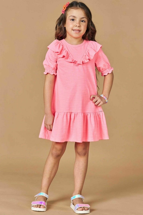 VESTIDO EM MALHA TEXTURIZADA ROSA
