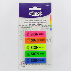 BANDERITAS AUTOADHESIVA SIGN HERE 5 COLORES 25 HOJAS