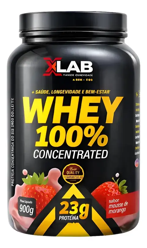 Whey Protein Concentrado 100% Xlab 900g - Mousse de Morango