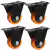 Kit 04 Rodizios Fixos De PVC Laranja 40Kg Reforçados 1.5/8" 40mm